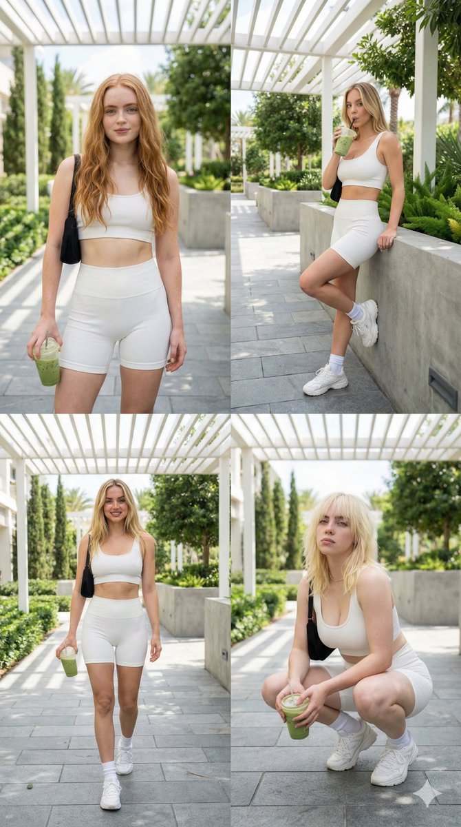All-White Athletic Celebrity Grid Prompt