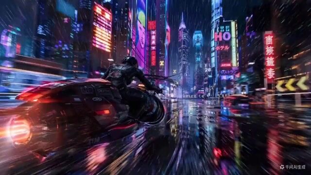 Cyberpunk Cyber-Manga Motorcycle Chase Prompt
