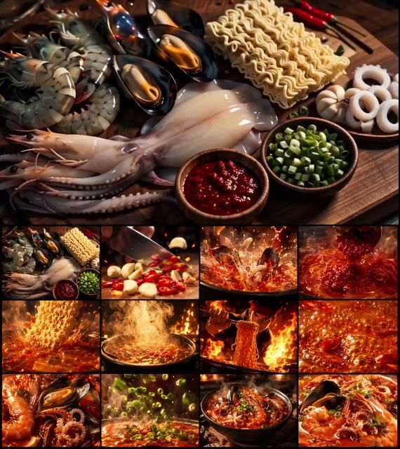 Korean Seafood Ramen Animation