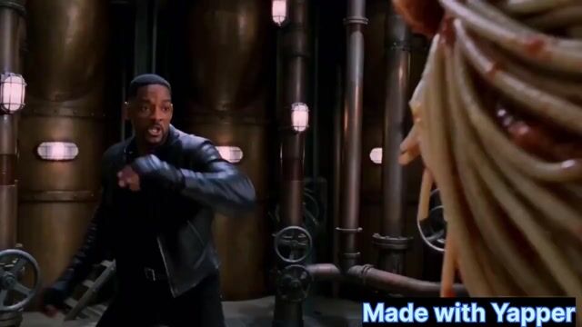 Will Smith fighting a spaghetti monster